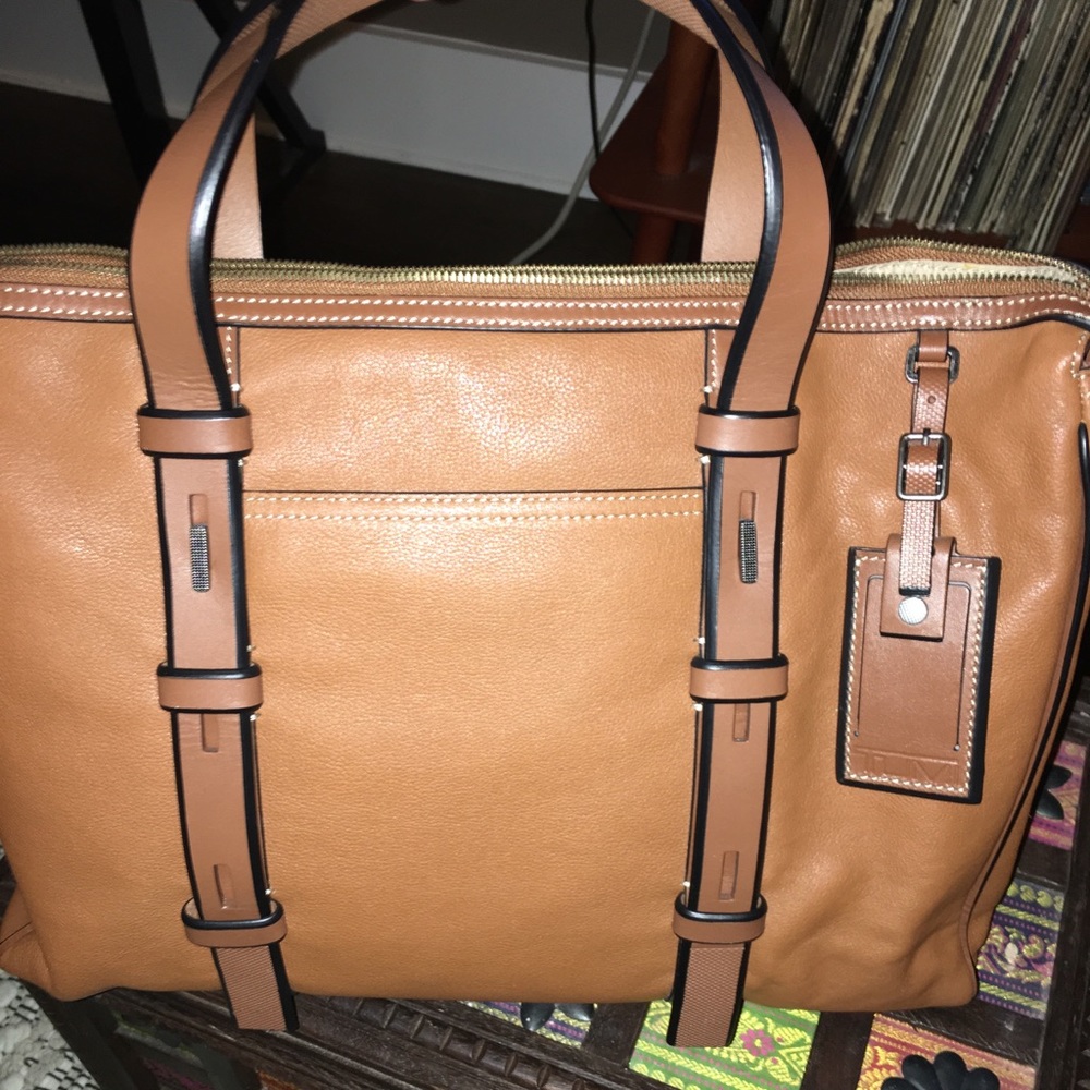 Tumi leather laptop bag